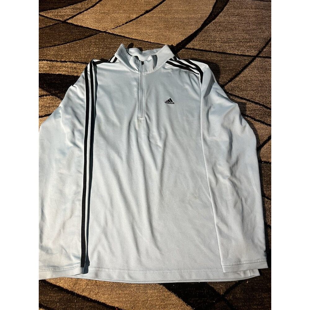 ADIDAS Men's GOLF 3-Stripe 1/4 Zip Golf Pullover Blue ADVR0807 Size L
